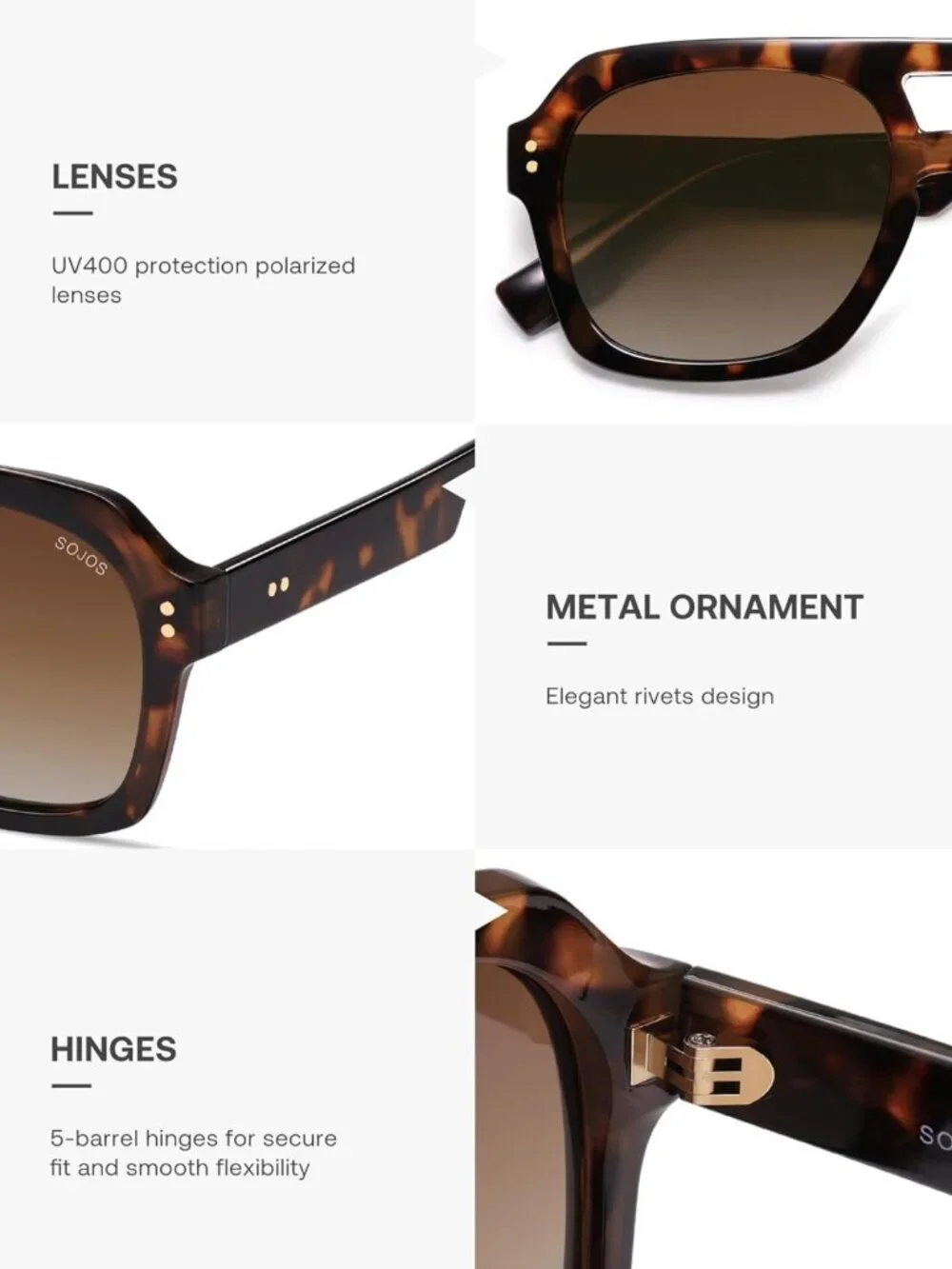 Trendy Polarized Aviator Sunglasses for Women & Men - Bold Square Pilot Shades